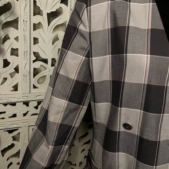 VINTAGE EXECUTIVE COLLECTION BLACK & GREY PLAID LONG SLEEVE JACKET BLAZER - Picture 5 of 11